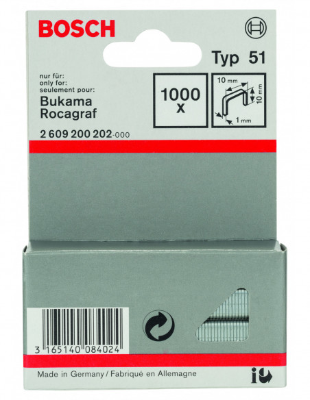 Grapas de alambre plano, tipo 51