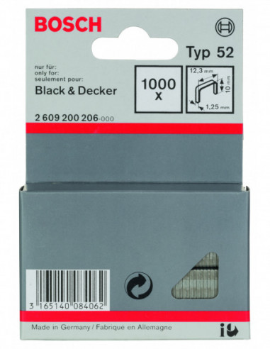 Grapas de alambre plano, tipo 52