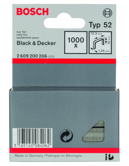 Grapas de alambre plano, tipo 52