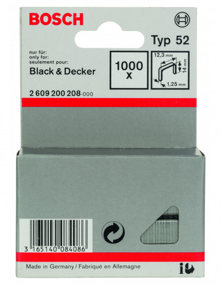 Grapas de alambre plano, tipo 52