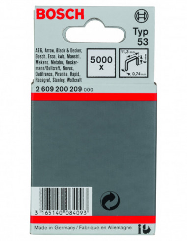 Grapas de alambre fino, tipo 53