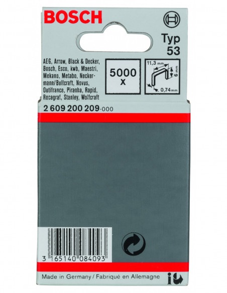 Grapas de alambre fino, tipo 53