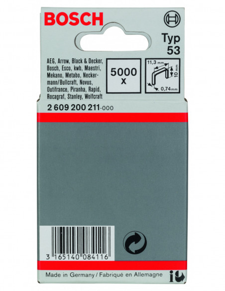 Grapas de alambre fino, tipo 53