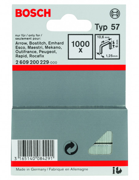 Grapas de alambre fino, tipo 57