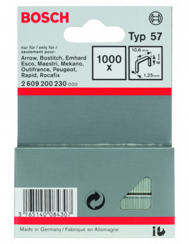 Grapas de alambre fino, tipo 57