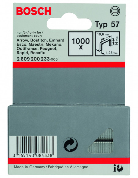 Grapas de alambre fino, tipo 57