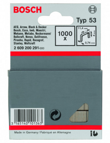 Grapas de alambre fino, tipo 53