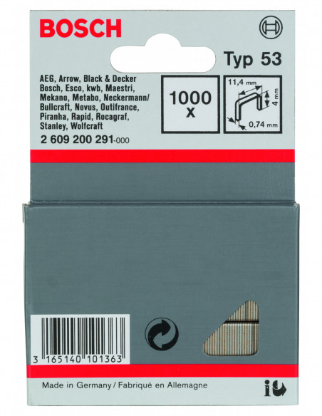 Grapas de alambre fino, tipo 53