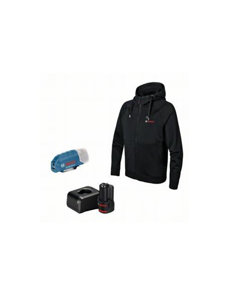Sudadera con capucha calefactable BOSCH GHH 12+18V XA Talla 2XL con batería y cargador