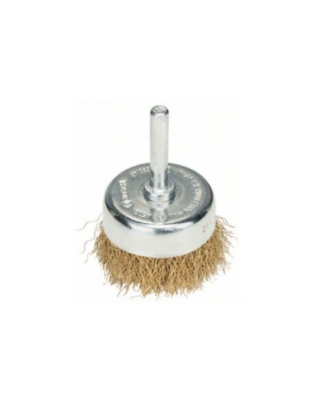 Cepillo de vaso ondulados Clean for Metal para taladros, con revestimiento de latón, vástago cilíndrico de 6 mm (Ø 50)