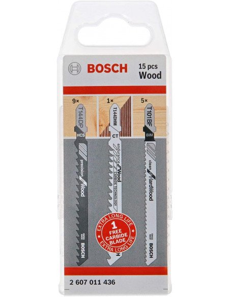 Set de 15 Hoja de sierra de calar para madera con vástago de inserción en T