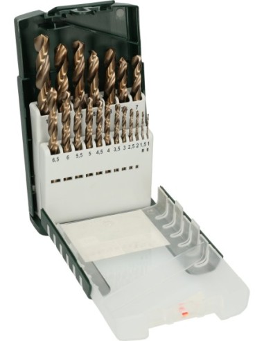 Set de 19 brocas para metal HSS-Co, DIN 3381