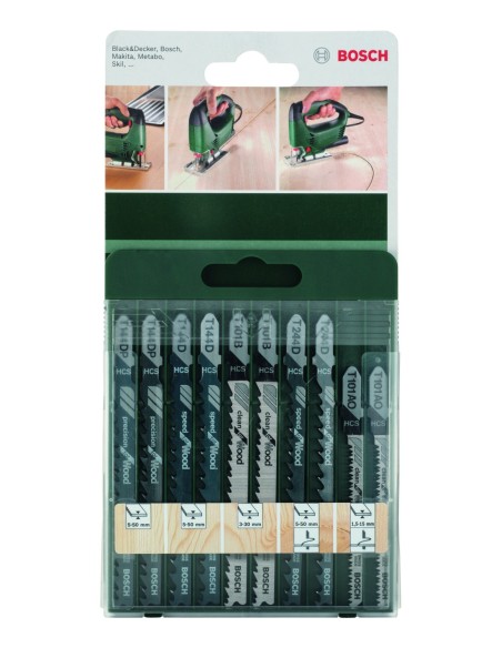 Set de 10 hojas de sierra de calar vástago en TT 144 D (2x), T 244 D (2x), T 101 B (2x), T 101 AO (2x), T 144 DP (2x)