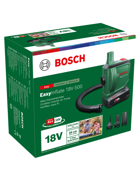 Bomba de volumen de aire a batería EasyInflate 18V-500 (Incluye batería y cargador, en caja de cartón)