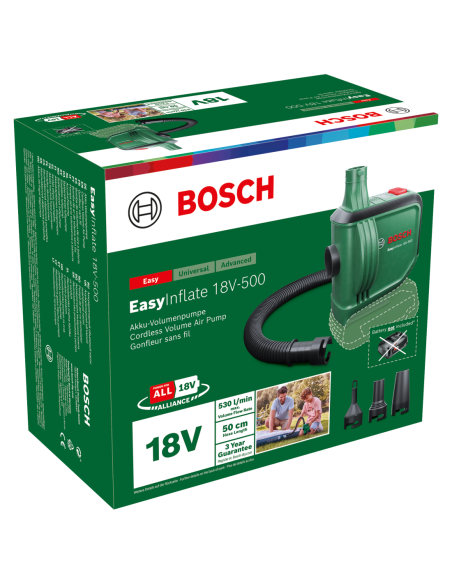 Bomba de volumen de aire a batería EasyInflate 18V-500 (Incluye batería y cargador, en caja de cartón)