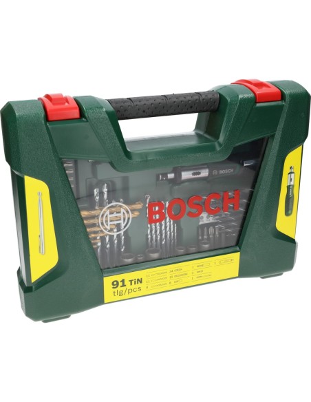 Maletín V-Line de puntas y brocas TiN de 91 piezas con destornillador dinamométrico y barra imantada