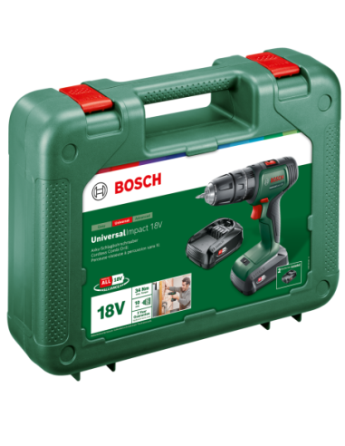 Taladradora de percusión con batería...