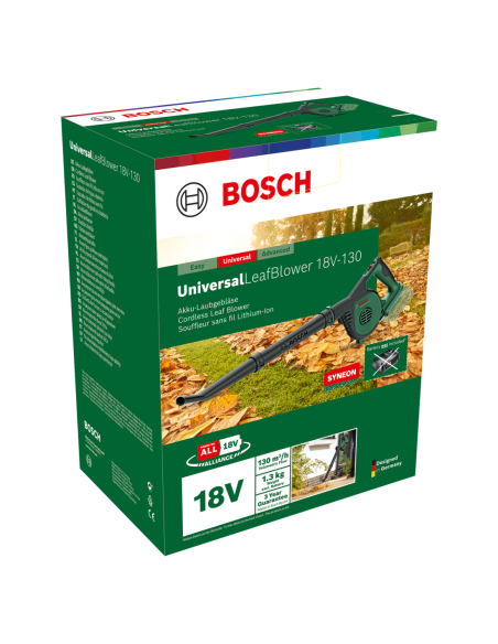 Soplador de hojas a batería UniversalLeafBlower 18V-130 (Sin batería ni cargador, en caja de cartón)