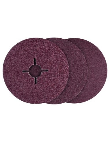 Set de 12 discos lijadores de fibra para amoladora angular, corindón Ø115 mm, Grano 36 - 100, 12