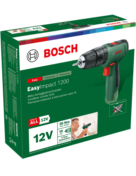 Taladradora de percusión con batería EasyImpact 1200 (Sin batería ni cargador, en caja de cartón)