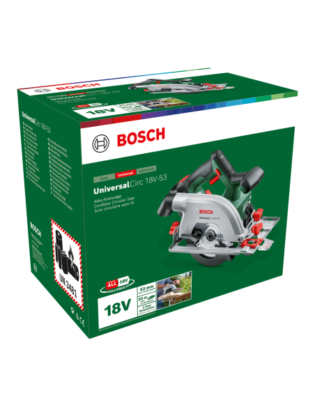 Sierra circular a batería UniversalCirc 18V-53 (Incluye batería y cargador, en caja de cartón)