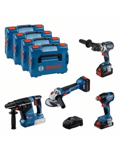 Kit combinado Kit de 4 herramientas de 18 V (Incluye 3 baterías y cargador, en maletín L-BOXX)