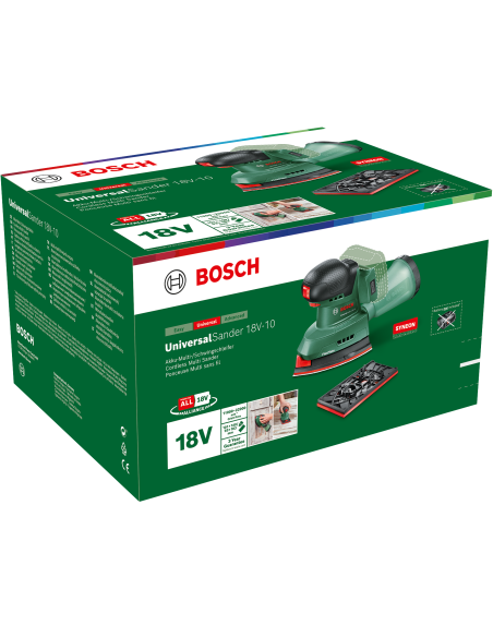 Multilijadora a batería UniversalSander 18V-10 (Sin batería ni cargador, en caja de cartón)