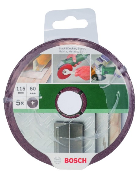 Set de 5 discos lijadores de fibra para amoladora angular, corindón Ø115 mm, K 60