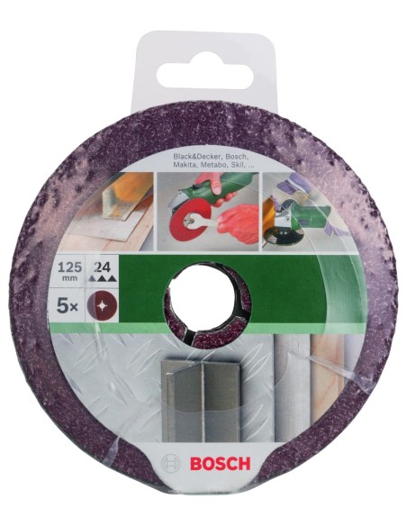 Set de 5 discos lijadores de fibra para amoladora angular, corindón Ø125 mm, K 24