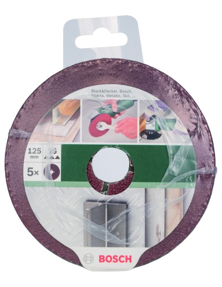 Set de 5 discos lijadores de fibra para amoladora angular, corindón Ø125 mm, K 36