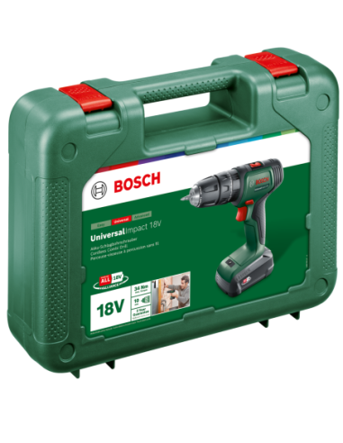 Taladradora de percusión con batería...