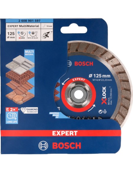 BOSCH 2608901597 Disco de corte con diamante EXPERT MultiMaterial X-LOCK (Ø125 x 22,23 x 2,4 x 12 mm)