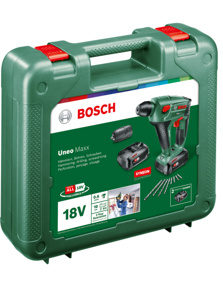 Martillo perforador a batería Uneo Maxx (Incluye 2 baterías y cargador, en maletín)