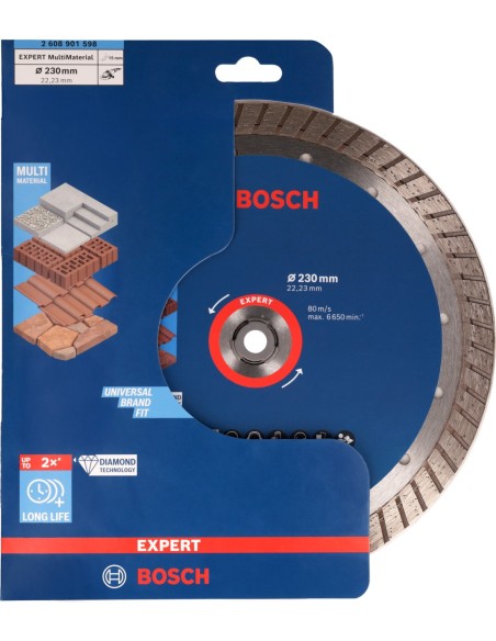 BOSCH 2608901598 Disco de corte con diamante EXPERT MultiMaterial (Ø230 x 22,23 x 2,4 x 15 mm)