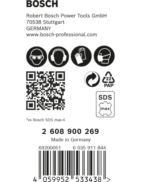 Broca para martillo EXPERT SDS max-8X de 25 x 400 x 520 mm, 5 unidades