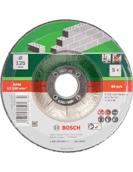 Set de discos de tronzar de 5 piezas, acodado para piedra Ø125 mm