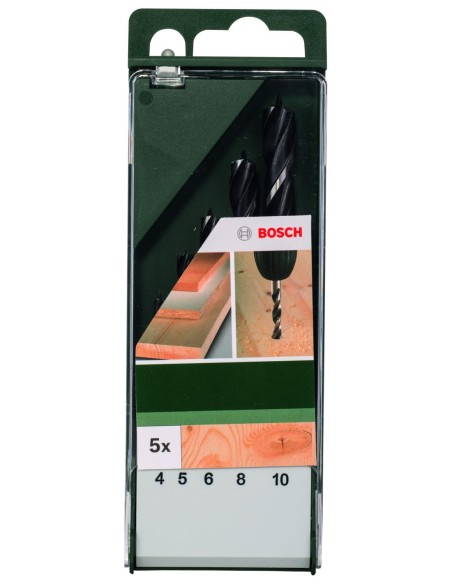 Set de 5 brocas helicoidales para madera4,0, 5,0, 6,0, 8,0, 10,0 mm
