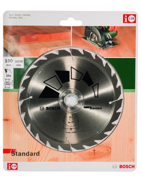 Hoja de sierra circular STANDARD Ø150 mm, Taladro 20 mm, T24