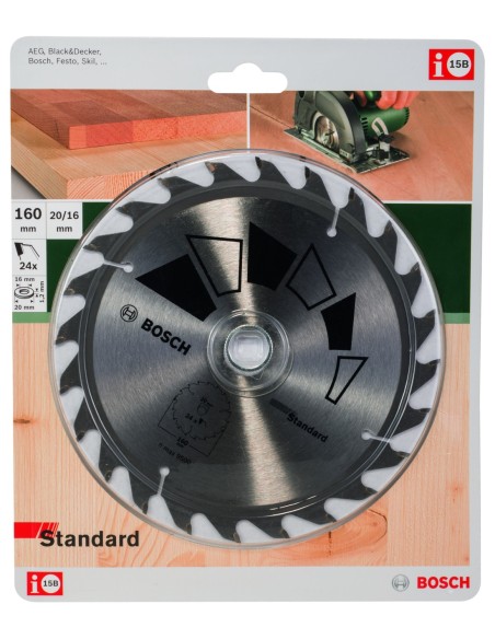 Hoja de sierra circular STANDARD Ø160 mm, Taladro 20 mm, T24