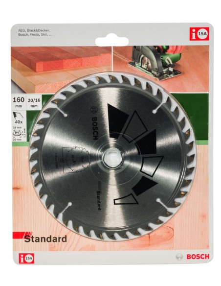 Hoja de sierra circular STANDARD Ø160 mm, Taladro 20 mm, T40