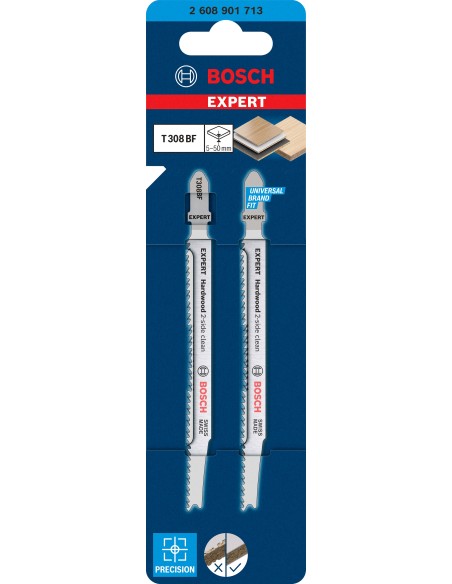 BOSCH 2608901713 Hoja de sierra de calar EXPERT Hardwood 2-side clean T308BF (2 uds.)