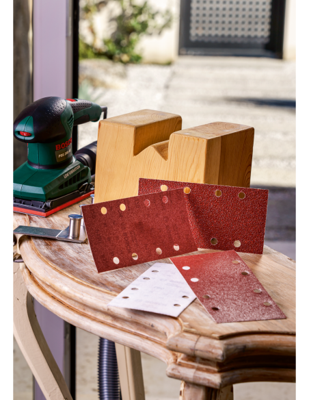 25 lijas para lijadora orbital, 8 orificios, Grano 40, 60, 80, 120