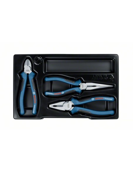 BOSCH 1600A016BG Set de 3 alicates profesionales (punta larga, corte lateral y combinado)
