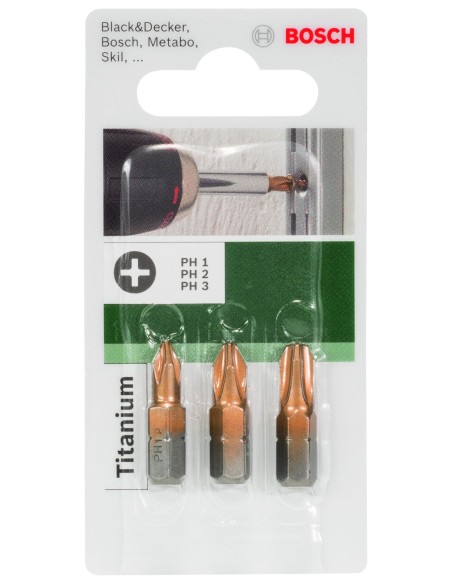 Set de puntas de atornillar recubiertas de TiN de 3 unidades (PH)