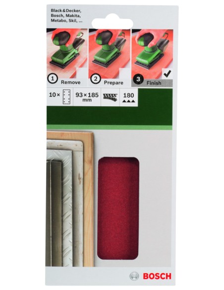 Set de hojas de lija de 10 piezas para lijadora orbital Grano 180