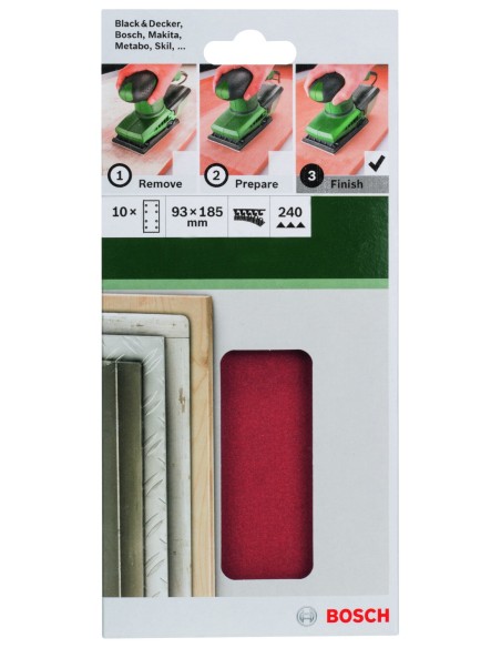 Set de hojas de lija de 10 piezas para lijadora orbital Grano 240