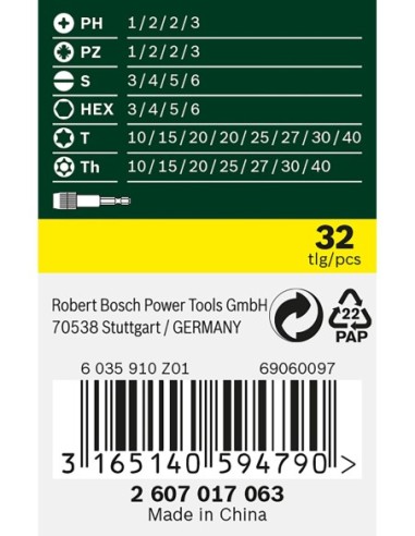 Set con 32 unidades para atornillar (incluye...