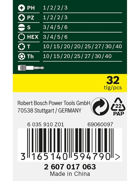 Set con 32 unidades para atornillar (incluye puntas de seguridad)