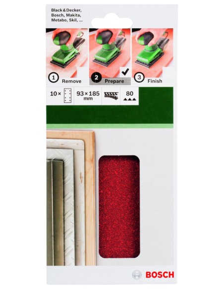 Set de hojas de lija de 10 piezas para lijadora orbital Grano 80