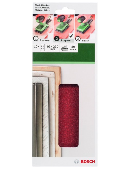 Set de hojas de lija de 10 piezas para lijadora orbital Grano 80